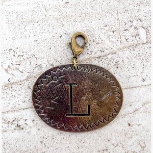 Boho “ L “ Bronze Oval Letter L Charm
